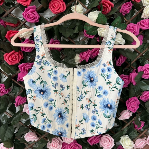 Altar’d State Blue Floral Crop Top - Picture 1 of 5